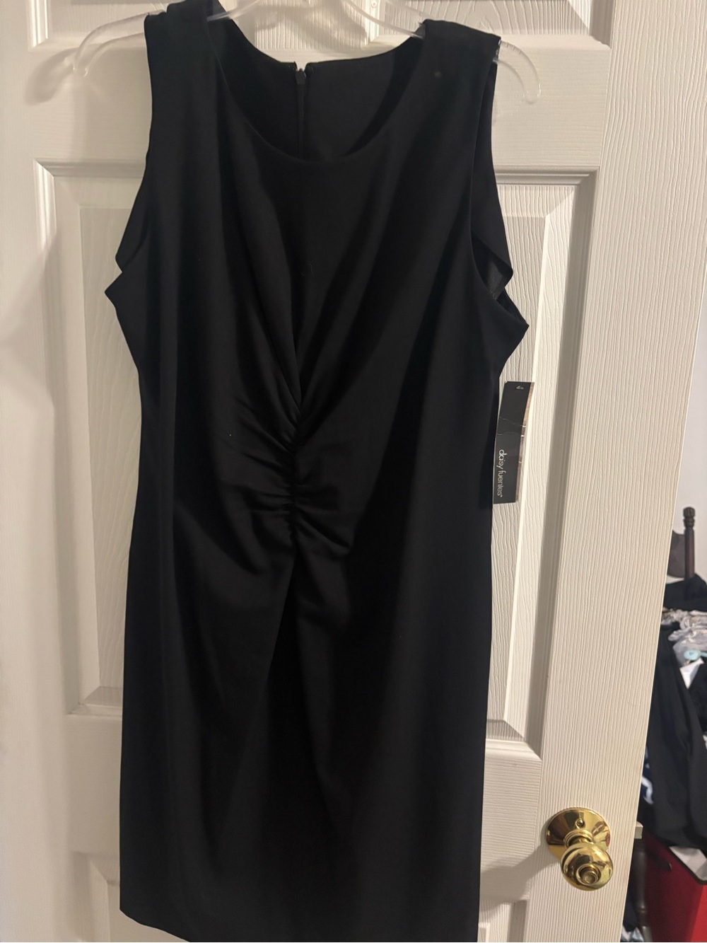Daisy Fuentes Black Sleeveless Midi Dress with Front Twist Detail